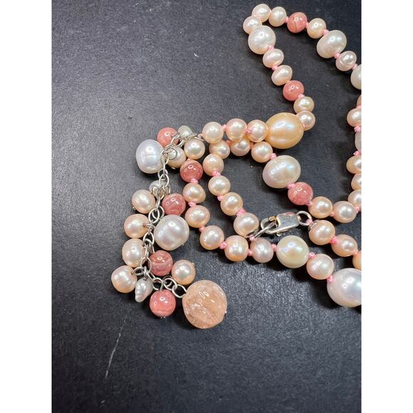 NEW freshwater pearl multi stone necklace with sterling silver clasp - Picture 8 of 15